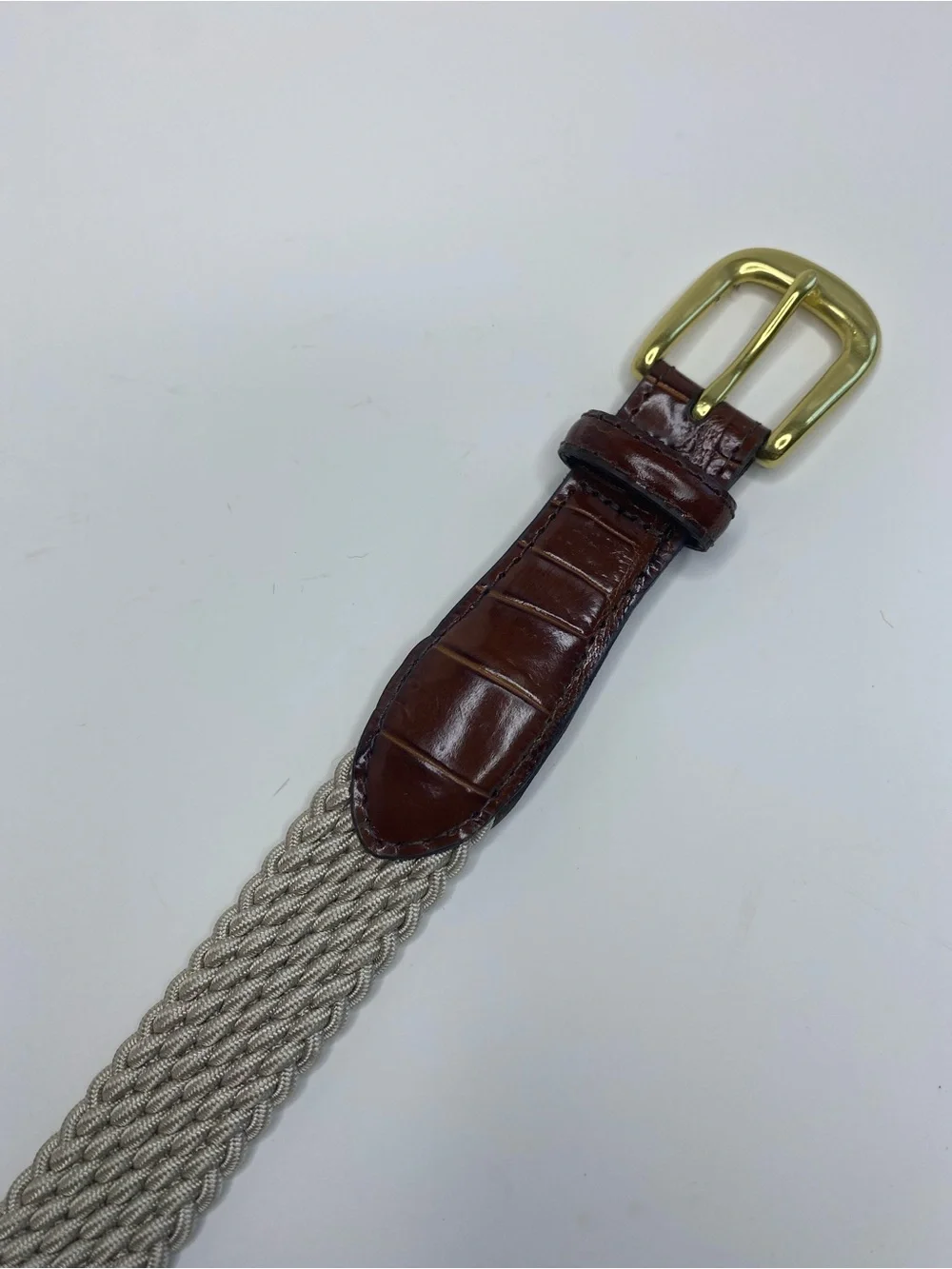 Webbed and embossed Leather Belt Size 36 Preppy Classic Country club
